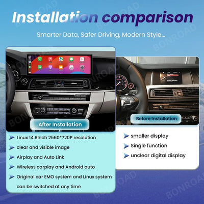 Autoradio CarPlay BMW Série 5 F10 F11 14.9 Pouces