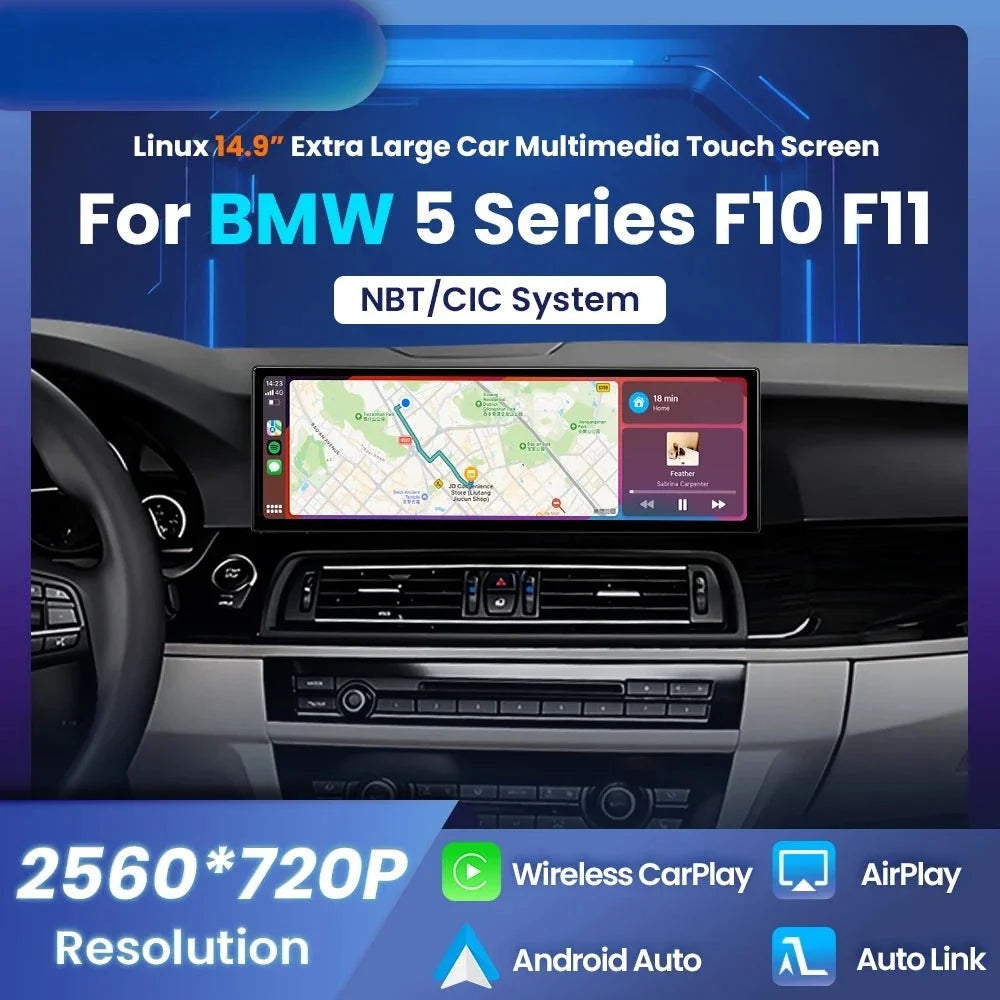 Autoradio CarPlay BMW Série 5 F10 F11 14.9 Pouces