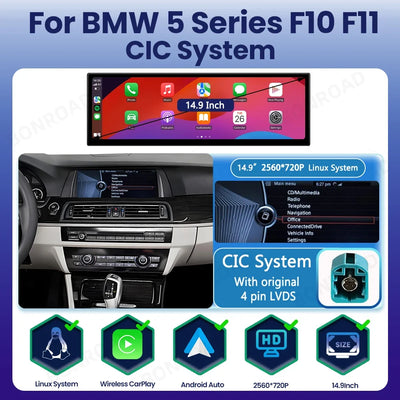 Autoradio CarPlay BMW Série 5 F10 F11 14.9 Pouces