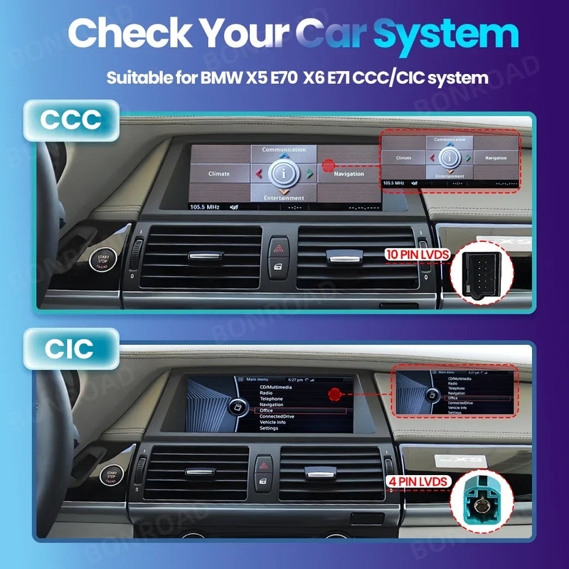 Autoradio CarPlay pour BMW X5 E70 et X6 E71