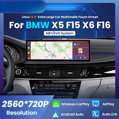 Autoradio CarPlay pour BMW X5 F15 et X6 F16, 14,9 Pouces