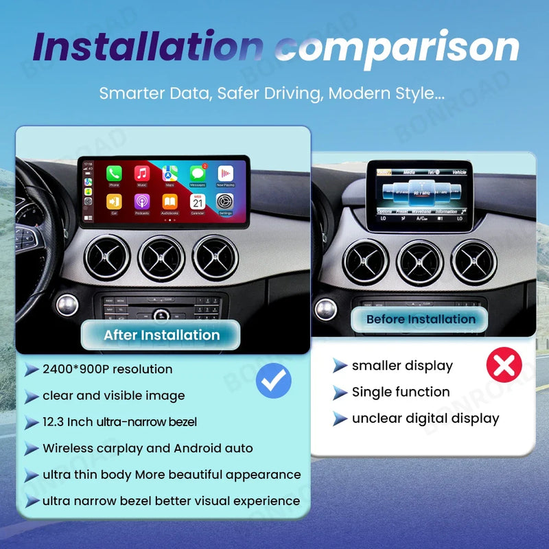 Autoradio CarPlay pour Mercedes-Benz Classe B W245 W246, Écran Tactile