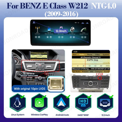 Autoradio CarPlay Mercedes Classe E W212 Écran Tactile Multimédia