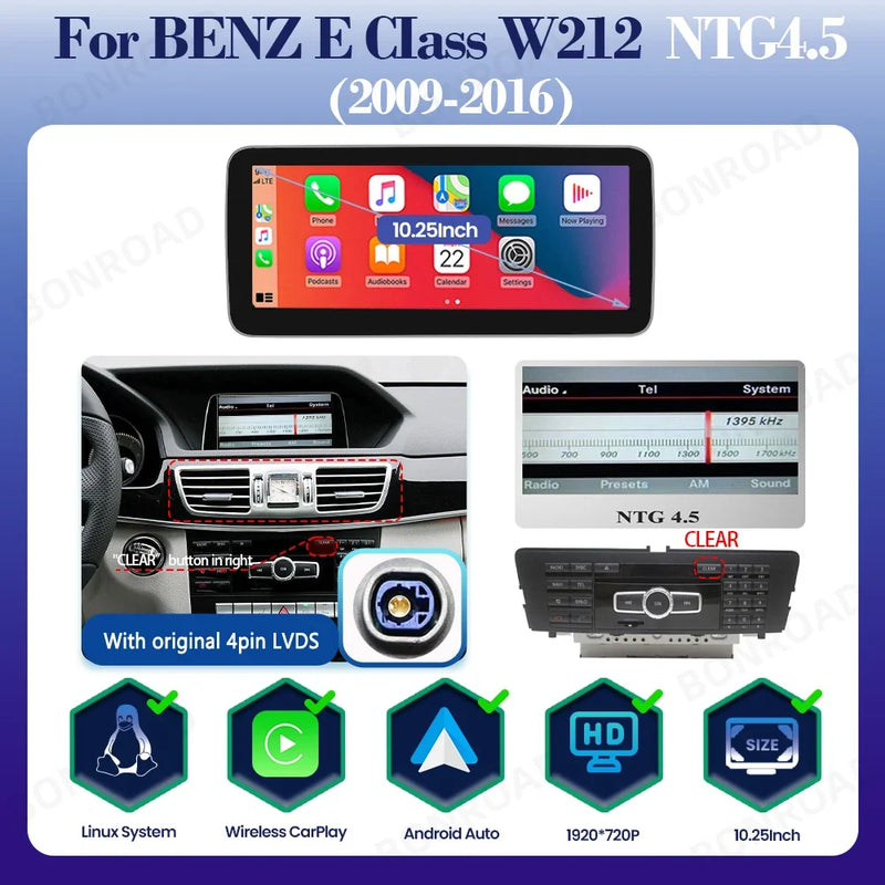 Autoradio CarPlay Mercedes Classe E W212 (2009-2016) – Écran 10,25 ou 12,3 pouces, vue 9