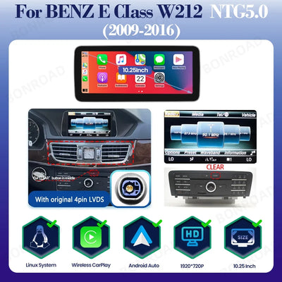 Autoradio CarPlay Mercedes Classe E W212 Écran Tactile Multimédia