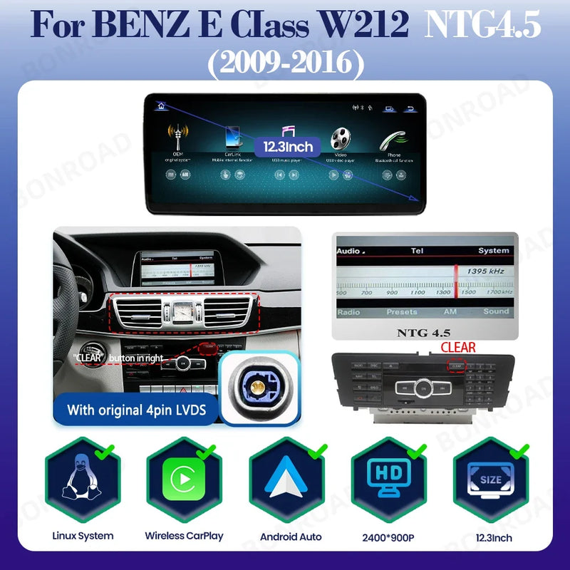 Autoradio CarPlay Mercedes Classe E W212 (2009-2016) – Écran 10,25 ou 12,3 pouces, vue 8