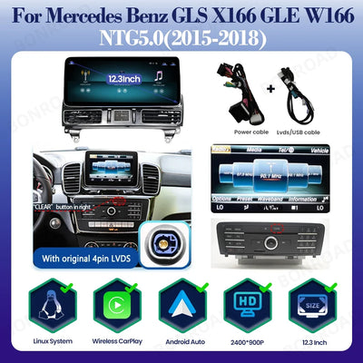 Autoradio CarPlay 12.3 pouces pour Mercedes ML GL GLS GLE