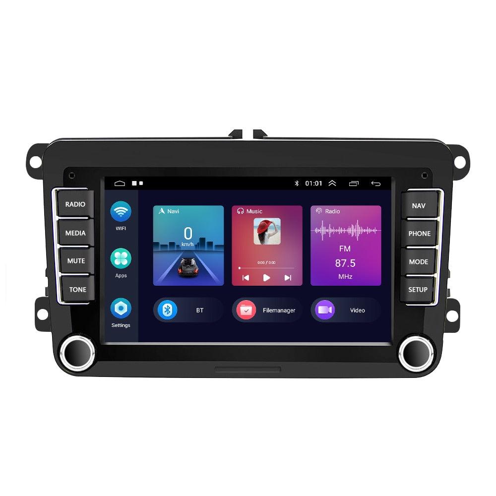 Autoradio CarPlay VW Golf 5 Golf 6 Polo vue de face, écran installé