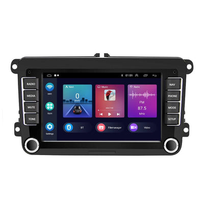 Autoradio CarPlay VW Golf 5 Golf 6 Polo vue de face, écran installé
