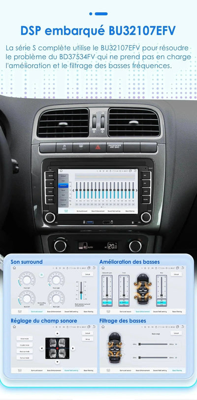 Autoradio Android Auto Apple CarPlay pour Volkswagen Touran 2003-2012