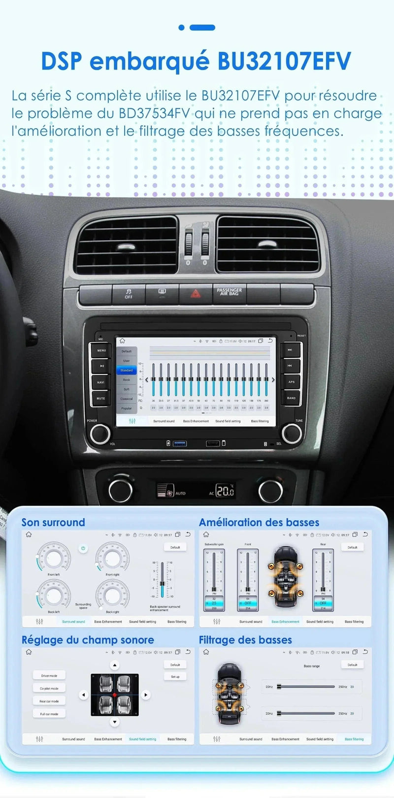 Autoradio CarPlay Volkswagen Touran (2003-2012) – Écran 7 pouces, 2 Go / 32 Go, vue 9