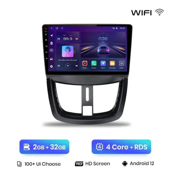 Autoradio écran Peugeot 207 Android 12 CarPlay GPS WiFi