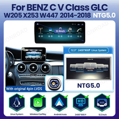 Autoradio Multimédia Mercedes Classe C W205 GLC 2014-2018 Écran Tactile