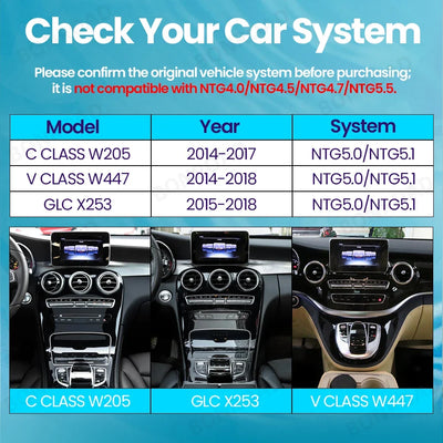Autoradio Multimédia Mercedes Classe C W205 GLC 2014-2018 Écran Tactile