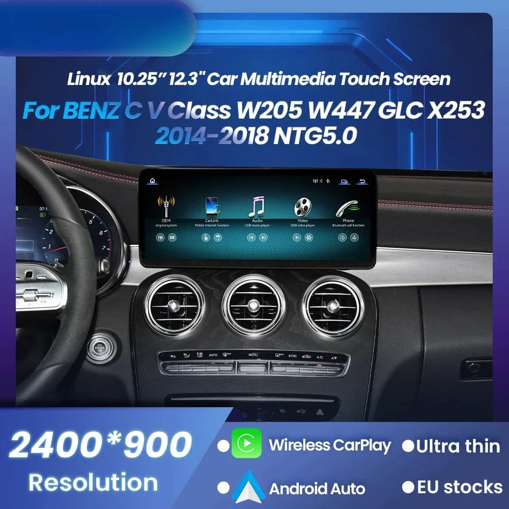 Autoradio Multimédia Mercedes Classe C W205 GLC 2014-2018 Écran Tactile