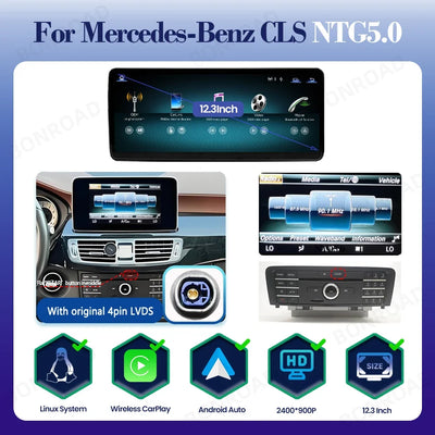 Autoradio Mercedes CLS W218, Écran Tactile CarPlay, 10,25 ou 12,3 Pouces