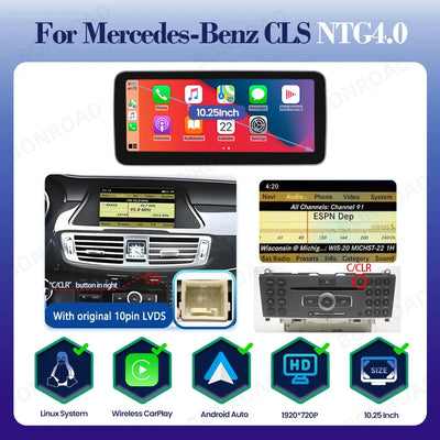 Autoradio Mercedes CLS W218, Écran Tactile CarPlay, 10,25 ou 12,3 Pouces