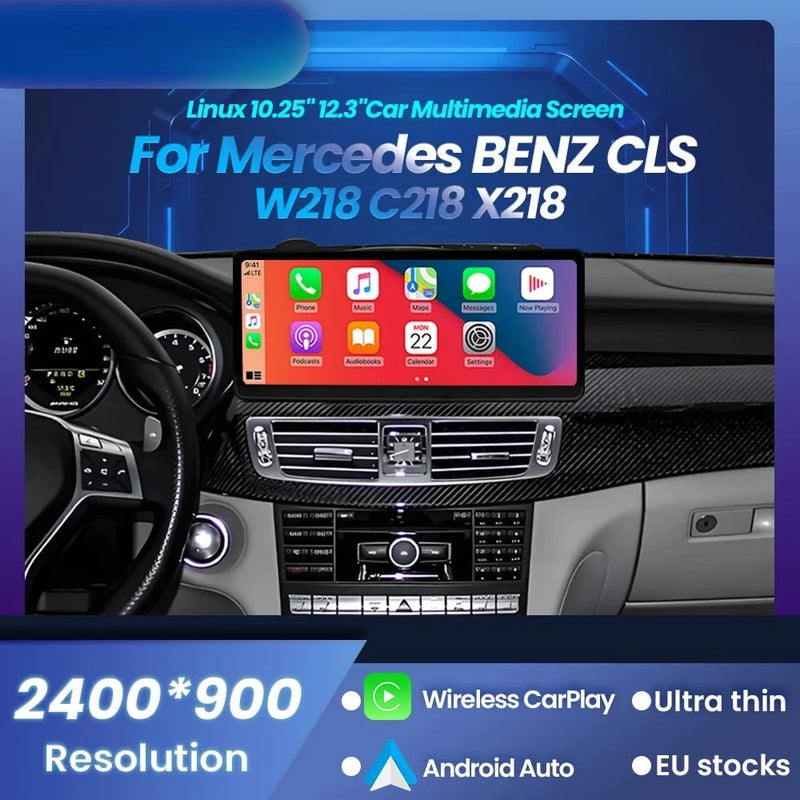 Autoradio CarPlay Mercedes CLS W218 (2010-2017) – Écran 10,25 ou 12,3 pouces, Linux, sans fil