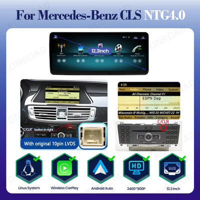 Autoradio Mercedes CLS W218, Écran Tactile CarPlay, 10,25 ou 12,3 Pouces