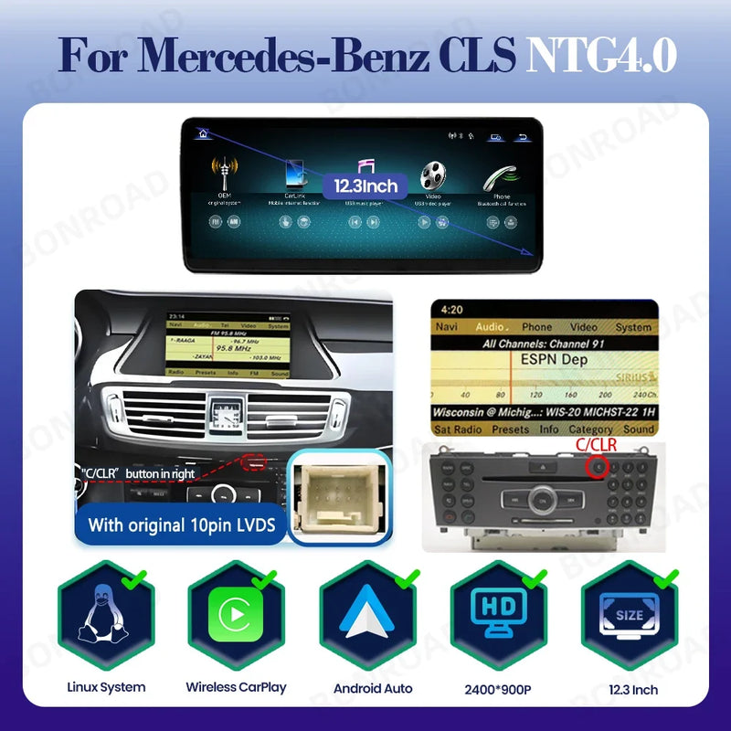 Autoradio CarPlay Mercedes CLS W218 (2010-2017) – Écran 10,25 ou 12,3 pouces, Linux, sans fil, vue 12