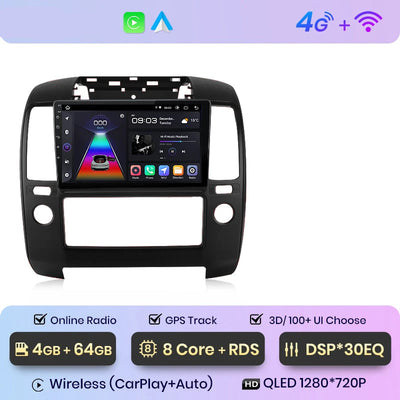 Autoradio Nissan Navara D40 QLED CarPlay sans fil