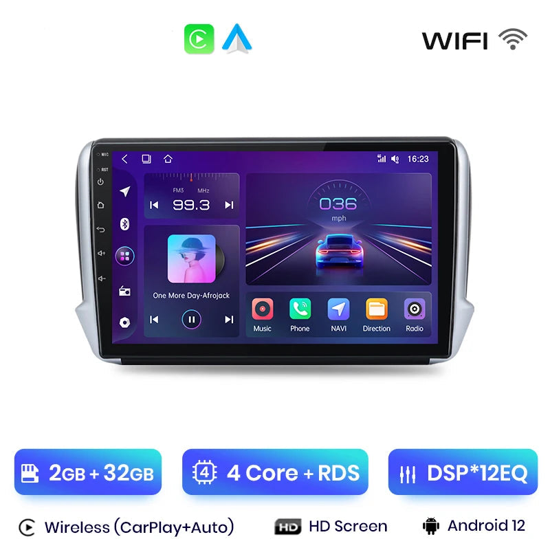Autoradio Peugeot 208 Android CarPlay sans fil