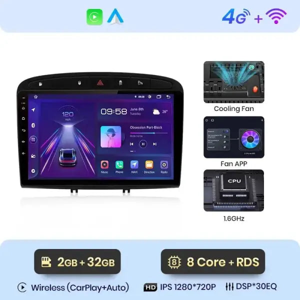 Autoradio Peugeot 308 octa-core DSP 30 CarPlay