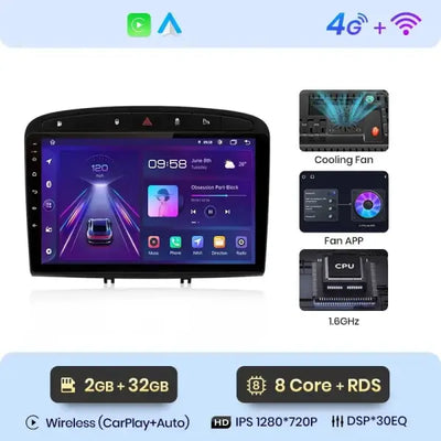 Autoradio Peugeot 308 octa-core DSP 30 CarPlay