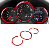 Bagues de Jauge Porsche Cayman Boxster Macan – Jeu de 3 Bagues Rouge Brillant