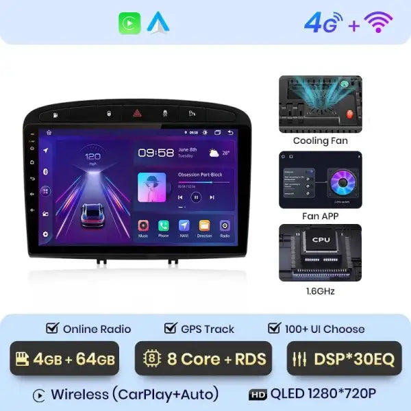 CARPLAY 308 (2012 - 2020) W5 - Compatible avec - Disponible sur carplay - voiture