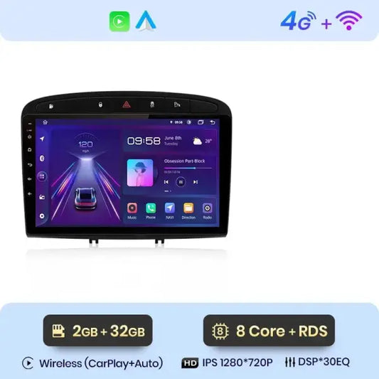 CARPLAY 308 PHASE 2 (2012 - 2020) K4 - Compatible avec - Disponible sur carplay - voiture