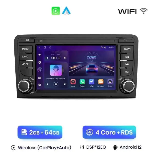 Écran CarPlay Audi A3 8P – Autoradio Android GPS avec DSP intégré