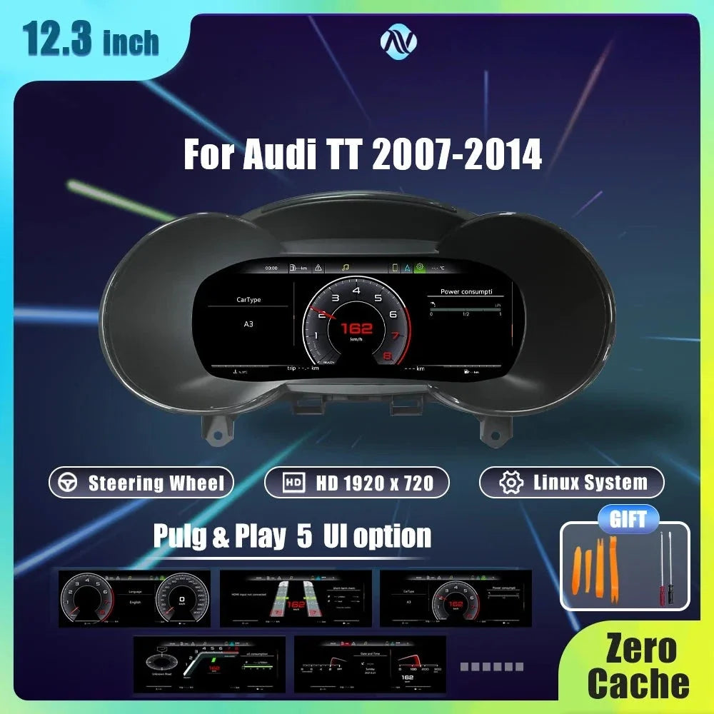 CarPlay Audi TT MK2 vue de face, tableau de bord numérique installé
