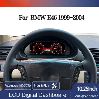 CarPlay BMW E46 M3 vue de face, combiné numérique installé