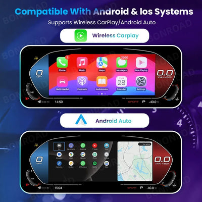 CarPlay BMW E91 vue de trois quarts sur fond studio