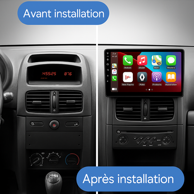 Installation CarPlay Renault Clio 2, avant et après