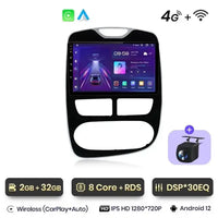 Autoradio CarPlay Renault Clio 4 (2012-2019) – Phases 1 et 2, Android 12, 4G, caméra de recul incluse