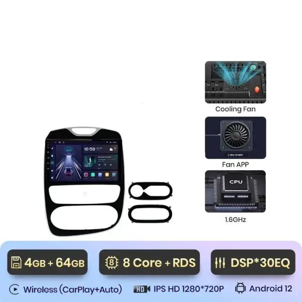 Écran CarPlay Renault Clio 4 Phase 2 (2016-2019) – 4 Go / 64 Go, 8 cœurs