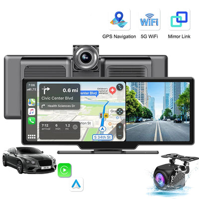CarPlay Dashcam 4K écran avant arrière WiFi GPS