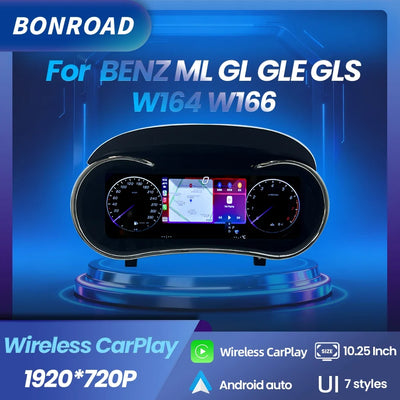 CarPlay Mercedes ML W166 vue de face, dalle 10,25 pouces installée