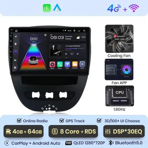 CARPLAY PEUGEOT 107 (2005 - 2014) J6 - Compatible avec - Disponible sur carplay - voiture