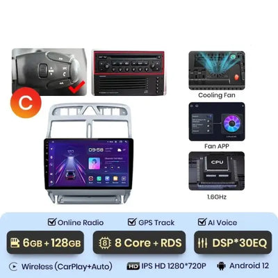 CARPLAY PEUGEOT 307 (2002 - 2013) Z3 - Compatible avec - Disponible sur carplay - voiture