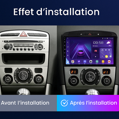 Installation autoradio CarPlay sur tableau de bord Peugeot 308