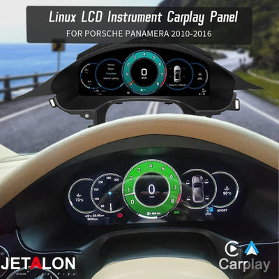 Vue de dessus du carplay Porsche Panamera et de sa dalle LCD