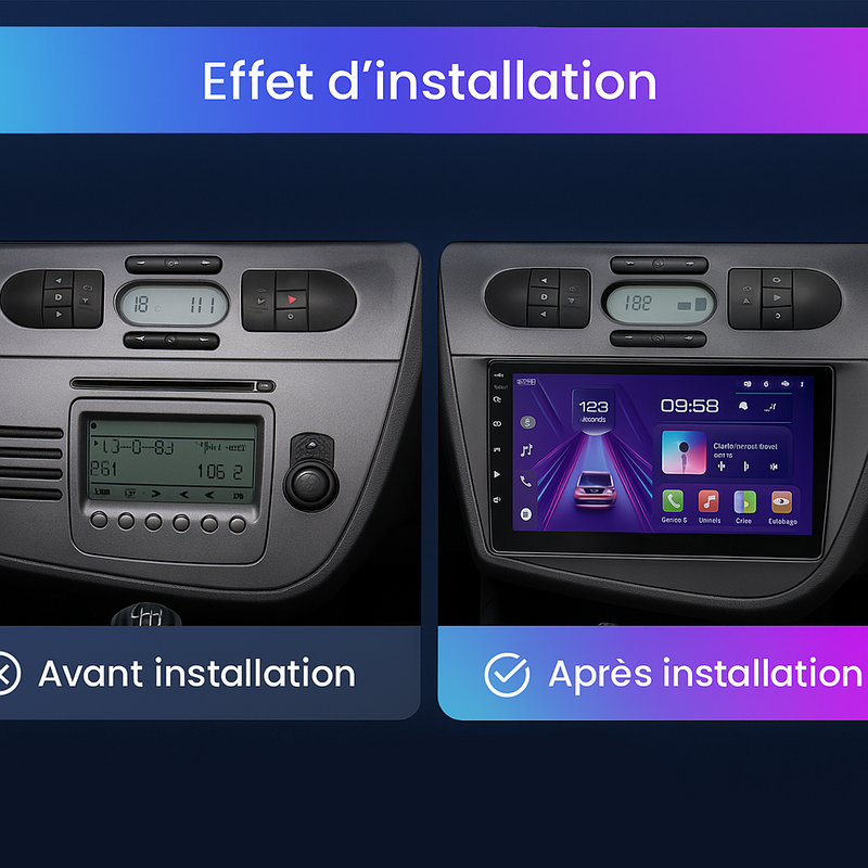 Autoradio 2 DIN Seat Leon 2 Android CarPlay sans fil