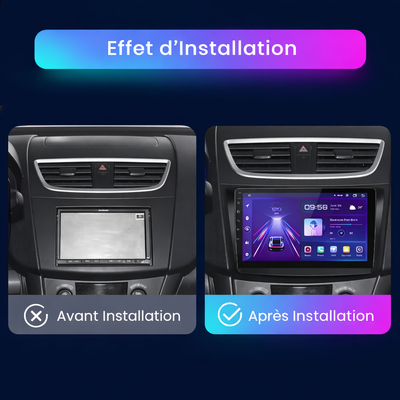 Autoradio CarPlay Suzuki Swift 2 DIN installé sur tableau de bord