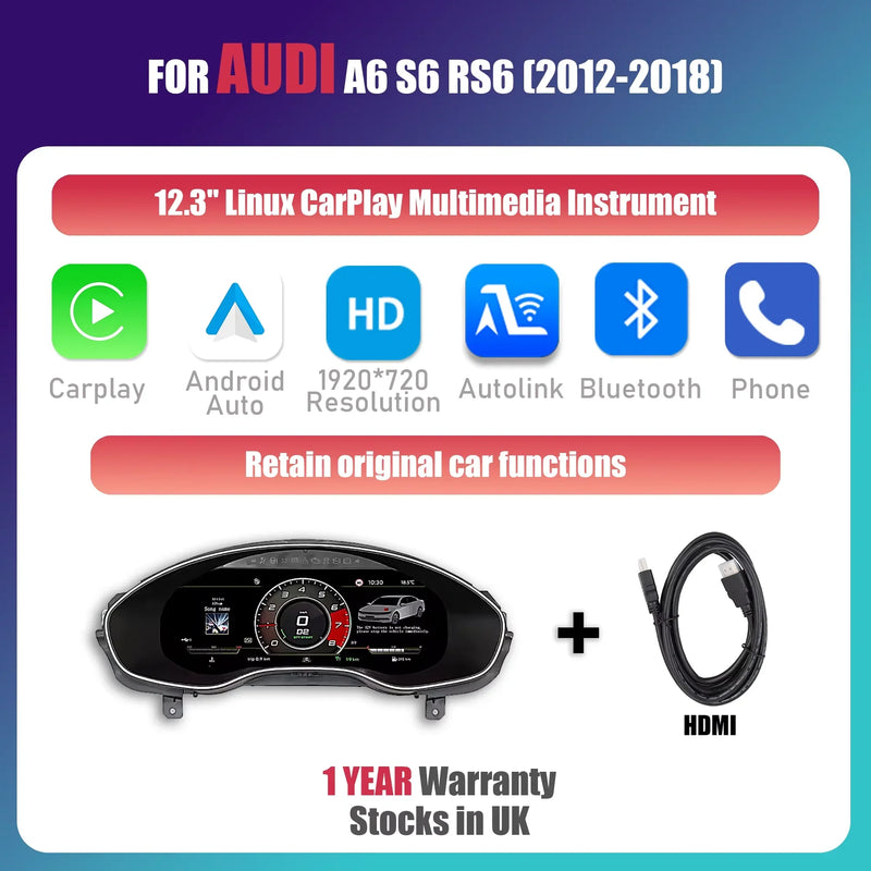 Compteur Digital Audi A6, S6, RS6 et A7, S7, RS7 (2009-2018) – Écran 12,3 Pouces, CarPlay Sans Fil, vue 10