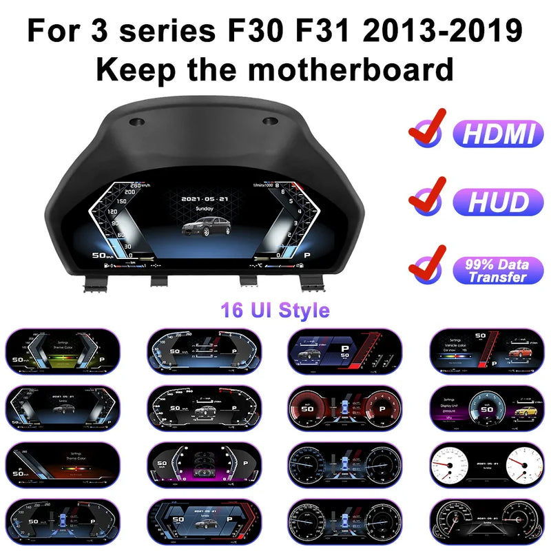 Compteur Digital BMW F30 F31 F32 F33 F34 F36 (2013-2020) – 12,3 pouces, HUD, CarPlay sans fil, vue 7