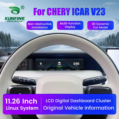 Cockpit virtuel Chery iCar V23 vue de face, écran 11,26 pouces installé
