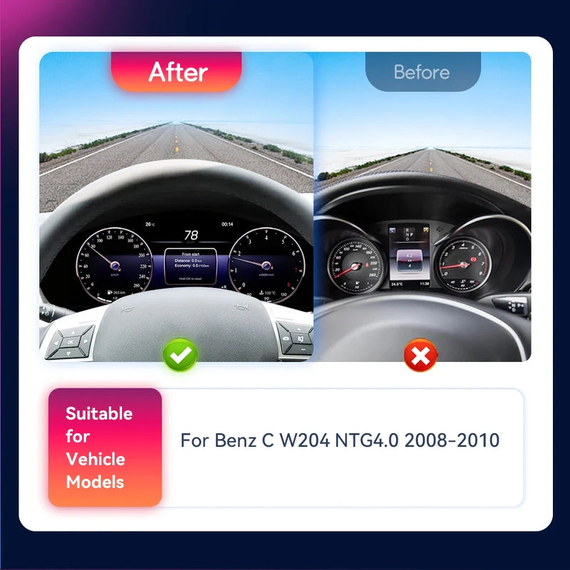 Compteur digital Mercedes Classe C W204 vue de face, NTG4.0